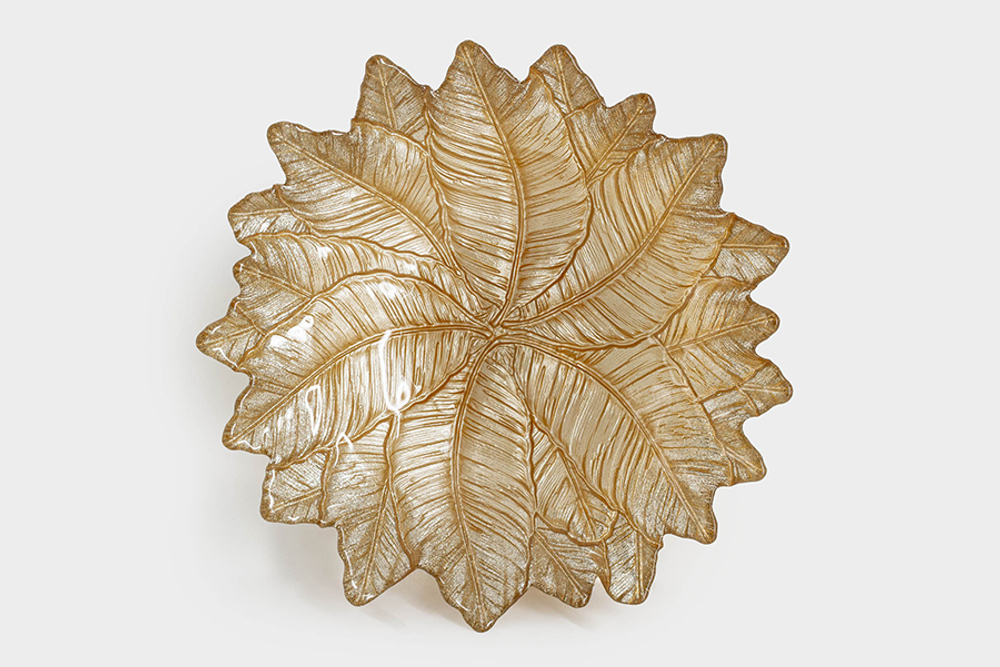 Ваза для фруктов 31х7см Anna Lafarg Autumn forest Листья золотистая