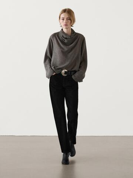 Massimo Dutti Рубашка с воротником-стойкой, коричневый