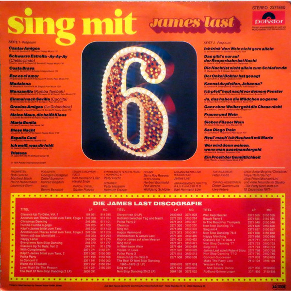 James Last / Sing Mit 6 - Von Hamburg Bis Mexico (LP)