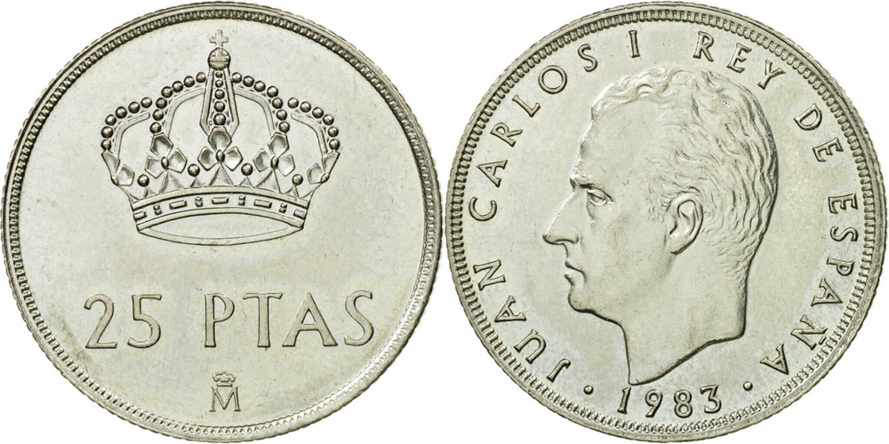 Испания 25 песет, 1982-1984 Король Хуан Карлос I XF