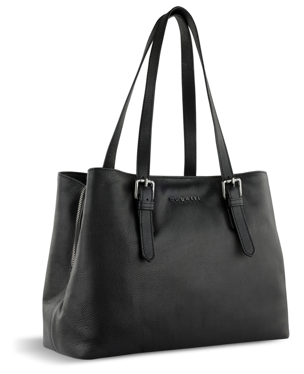 Фото сумка женская BUGATTI Bella чёрная воловья кожа/полиэстер с гарантией