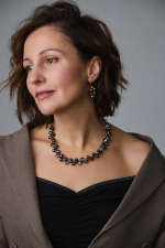 Серьги "Деора" шоколадный чешский хрусталь, оттенок золото