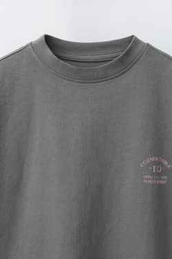 ZARA ФУТБОЛКА С НАДПИСЬЮ, АНТРАЦИТОВО-СЕРЫЙ