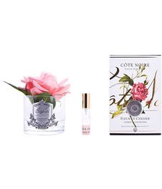 Роза ароматизированная розовая в прозрачной вазе, Cote Noire