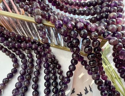 Нить бусин из аметиста с узором 8мм, гладкие
