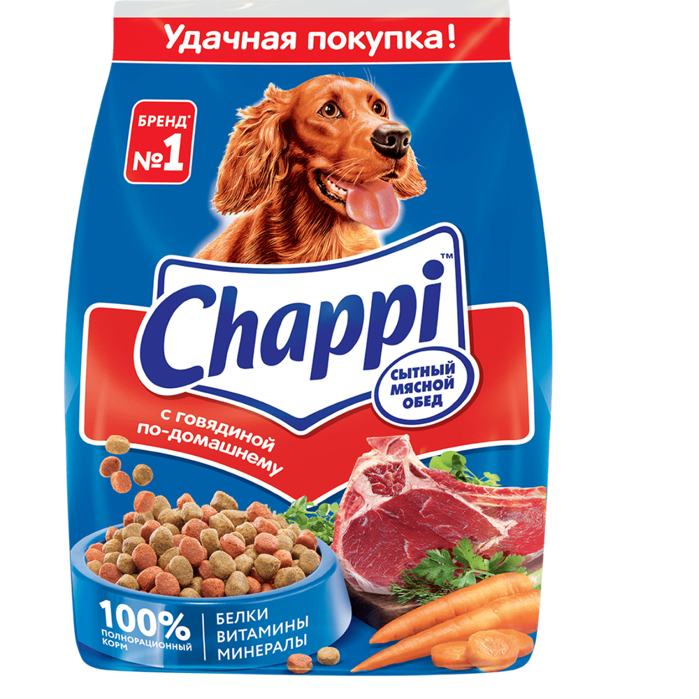 Chappi Сухой корм для взрослых собак с говядиной, 600 гр.