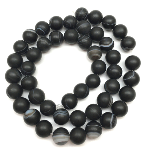 Агат черный матовый 8 мм, бусины (нить)