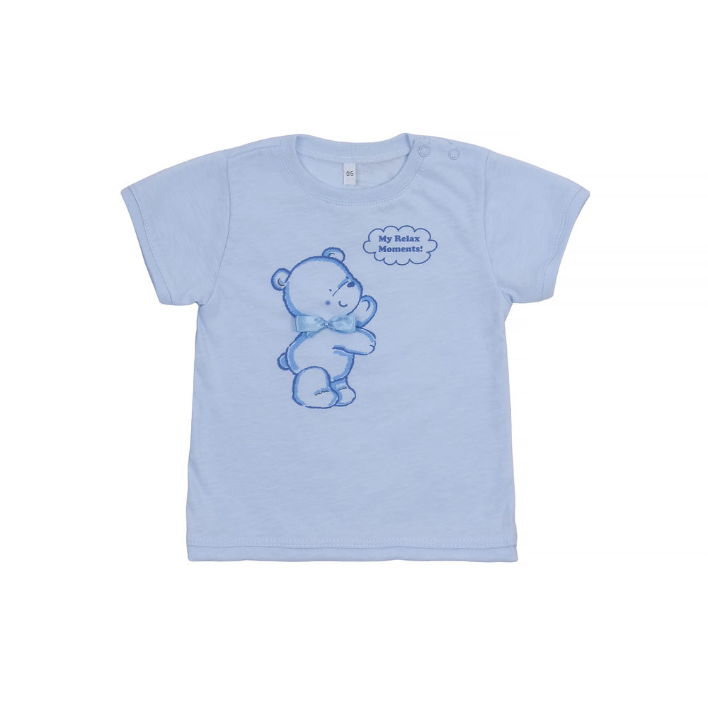 Футболка голубая с бантиком летняя с коротким рукавом