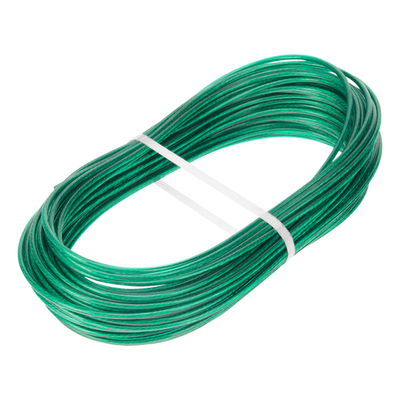 Трос металлополимерный зеленый ПР-3.0, толщина 3.0 мм, моток 20 метров Сибртех