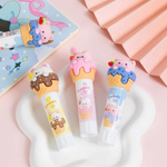 Клей карандаш детский 9 гр, с резиновой фигуркой-игрушкой на колпачке "Животные в десерте", MC-Basir, прозрачный канцелярский клеящий карандаш для бумаги, пазлов, картона