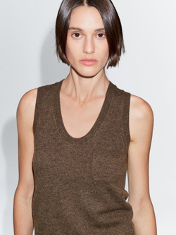 Massimo Dutti Топ из смесовой шерсти с карманом, коричневый