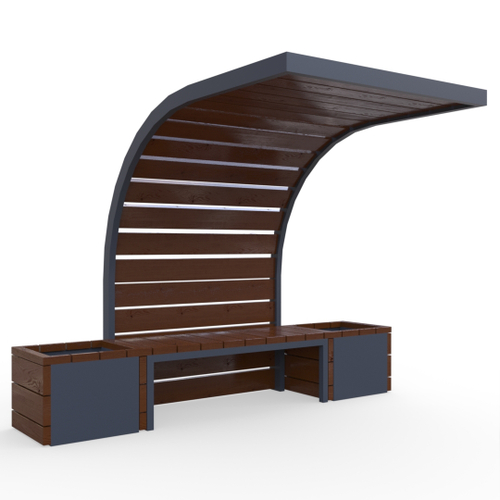 Навес Дуга с лавкой и цветочницами