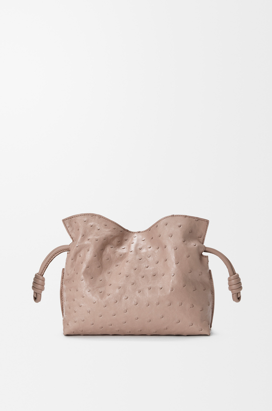 Loewe Мини-клатч Flamenco из страусиной кожи, серо-коричневый