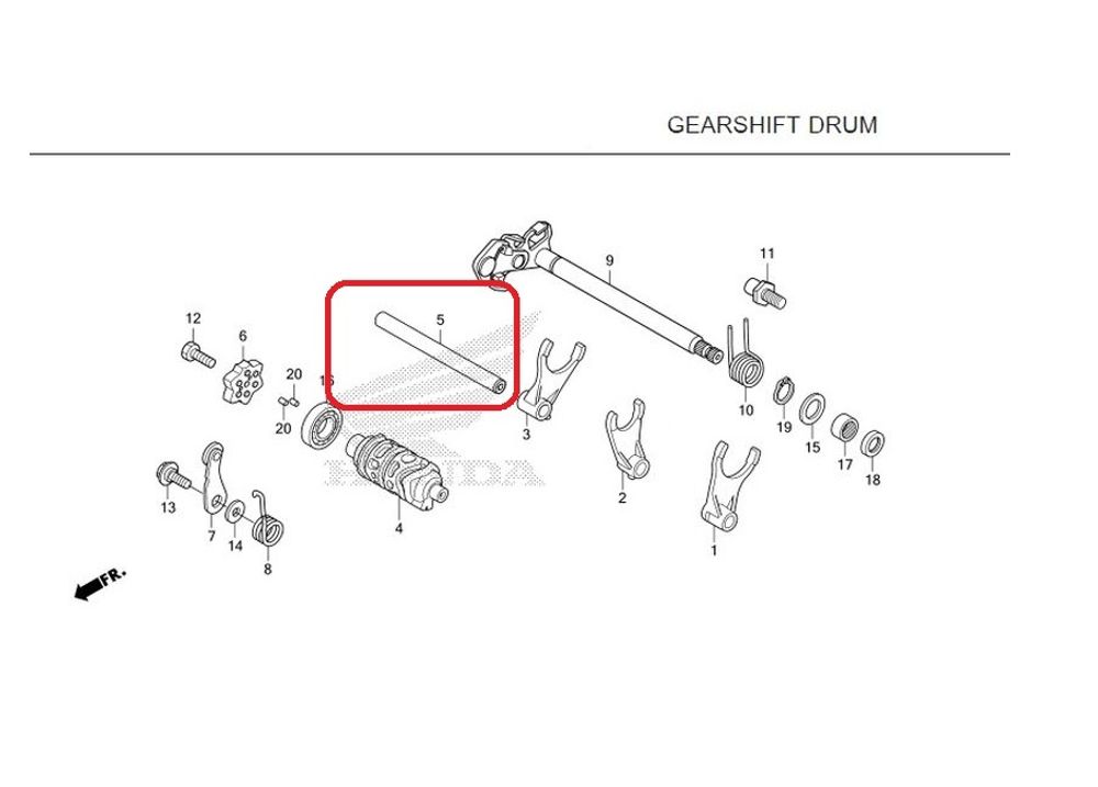 24321-KYJ-900. Вал (ось) вилок переключения Honda CRF250L, CBR250/300.