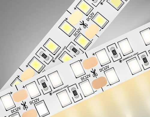 Светодиодная лента двухрядная GS1601 2835 240Led/ 19.2W m/ 12V IP20 3000K/ 5000*14*1.2mm/ кратность резки 25mm (2 конт.)