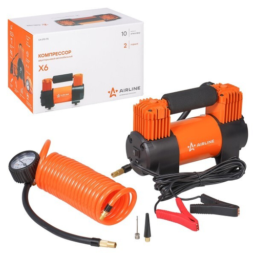 Компрессор поршневой  X 6  12В, 70 л/мин. до 10 Атм двухпоршневой (AIRLINE)