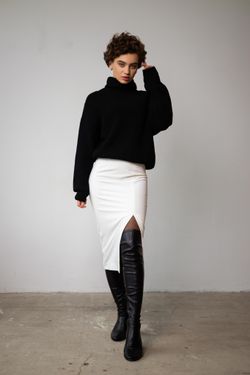 Юбка миди молочная