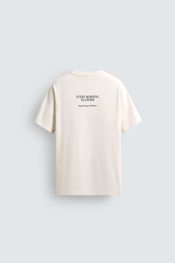 ZARA ФУТБОЛКА С НАДПИСЬЮ, ЭКРЮ