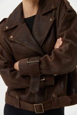 Косуха Oversize Vintage с ремешками, Коричневый