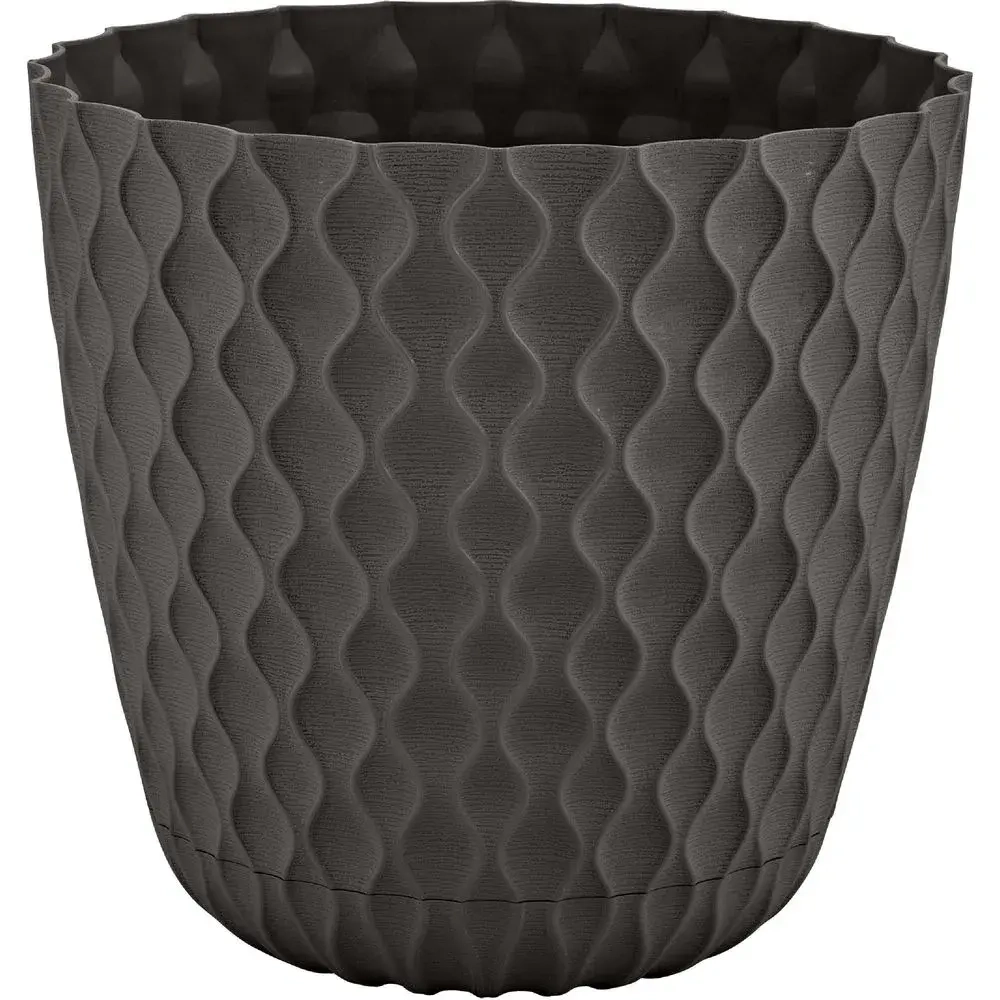 Горшок для цветов InGreen Wave с дренажной сеткой и съемным поддоном 4,7л, D205мм, горьки