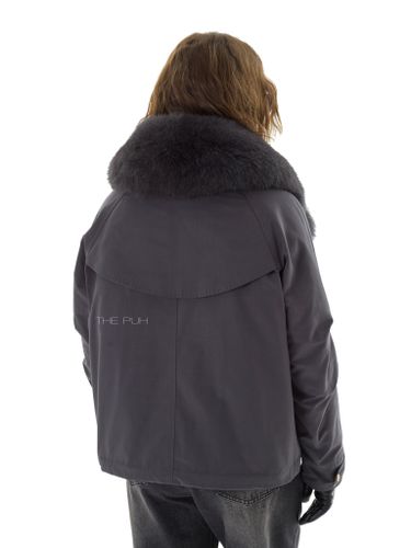 Графитовая пуховая парка с мехом лисы