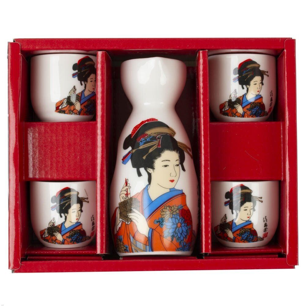 GAEM Набор для саке: графин 140 мл и 4 стакана 35 мл, L18,5 W7 H15 см