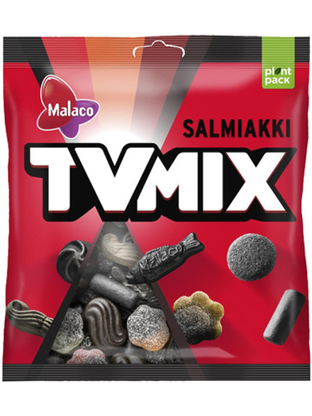 Финские лакричные конфеты Malaco TVMIX SALMIAKKI 280 г, универсальный микс имеет широкий выбор различных вкусов, текстур и форм салмиака