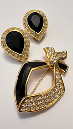 Брошь Swarovski с чёрной эмалью и кристаллами