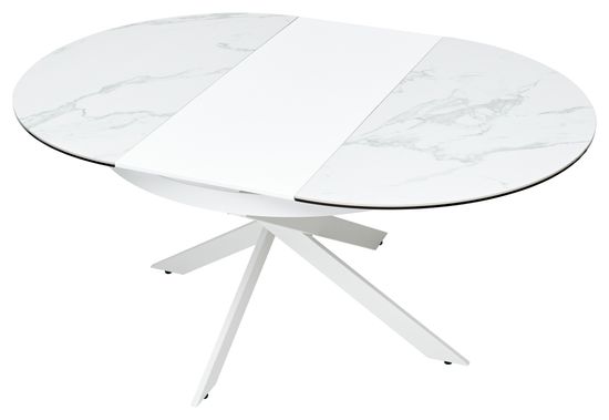 Стол TRENTO 120 HIGH GLOSS STATUARIO Белый мрамор глянцевый, керамика/ белый каркас