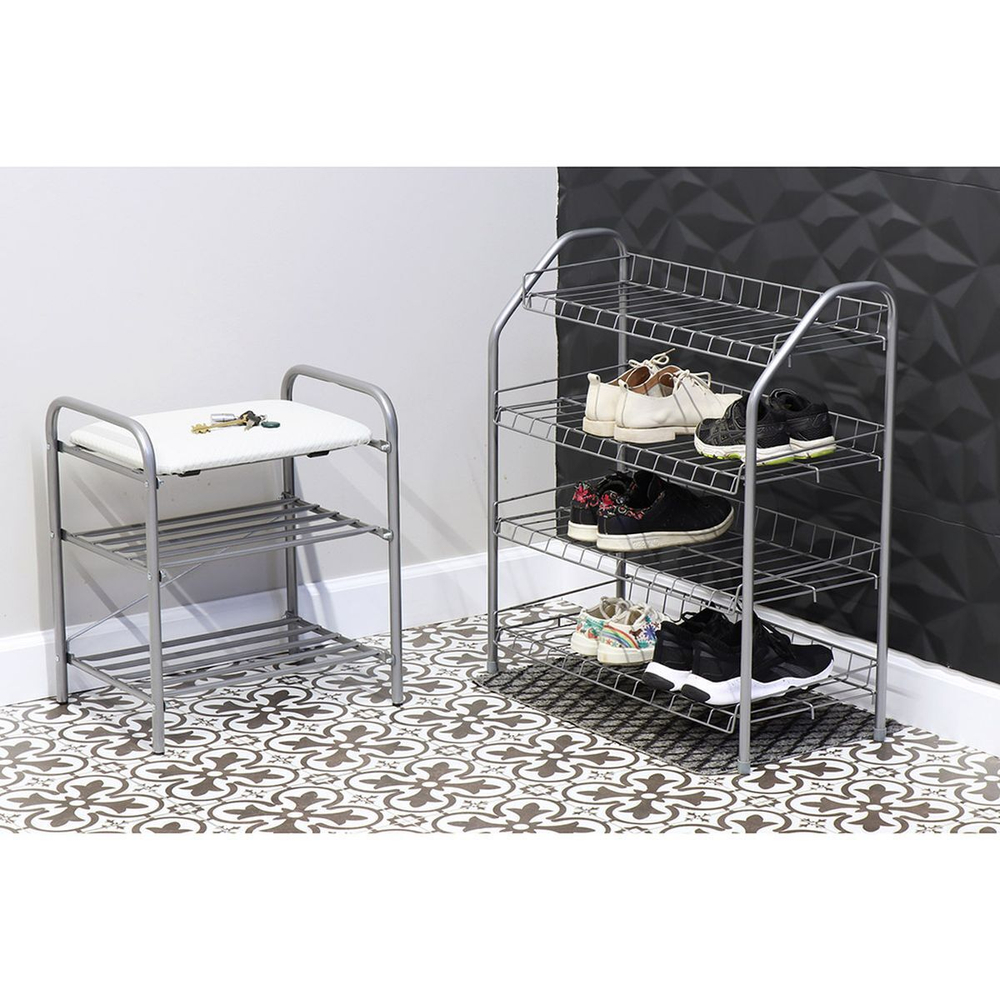 Полка для обуви, мет-л, 4 секц, 66х28х70 см, разборная, сер, Nika, ЭТ1/С