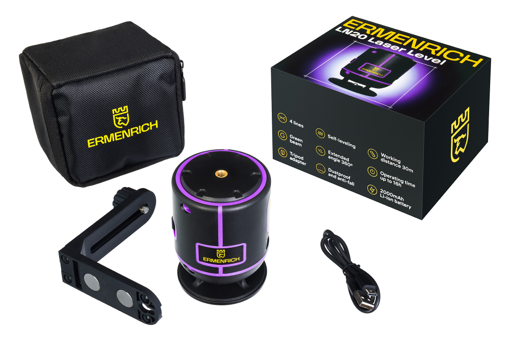 Лазерный уровень Ermenrich PLUS LN20, фиолетовый