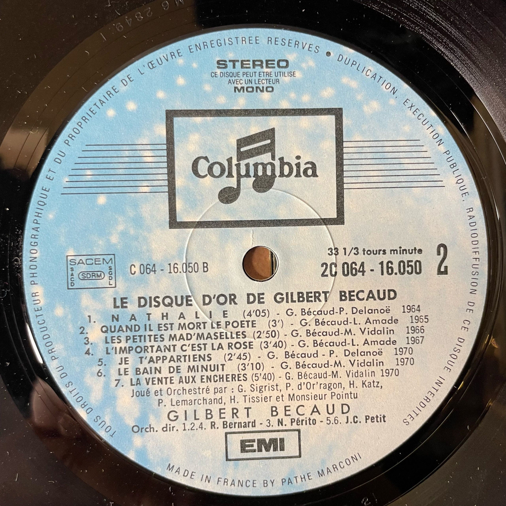 Винтажная виниловая пластинка LP Жильбер Беко, Gilbert Becaud, Disque Dor (Франция 1972)