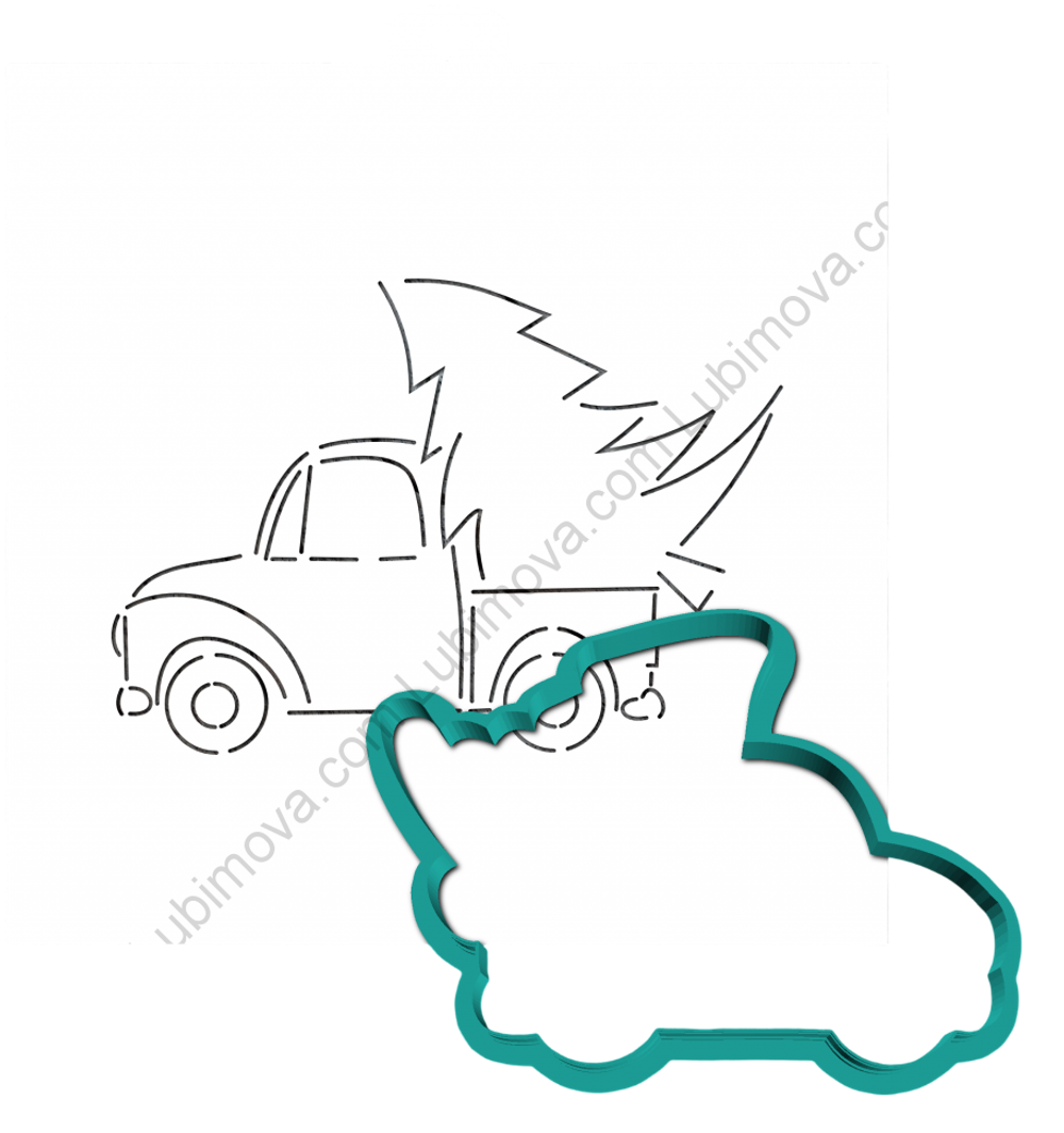 Трафарет+форма «Машина с новогодней елкой» (Трафарет+форма)