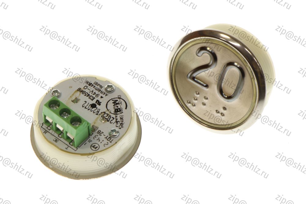 Кнопка (кнопочный модуль) EA2406S-D-W &quot;20 этаж&quot;, круглая, белая динамическая подсветка, Брайль