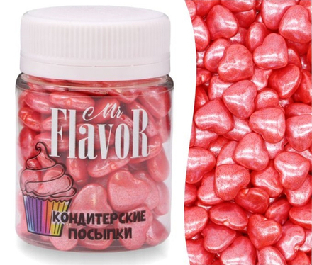 Посыпка Mr.FlavoR "Сердечки перламутровые красные", 50 г