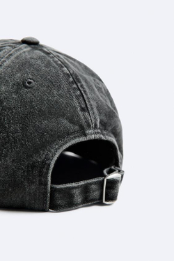 ZARA КЕПКА ИЗ СТИРАНОГО ДЕНИМА, ЧЕРНЫЙ
