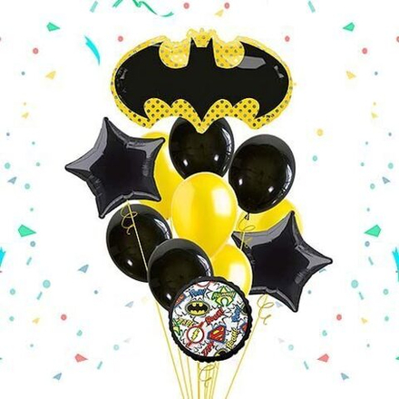 Фонтан из шаров "Бэтмен с черными звездами"