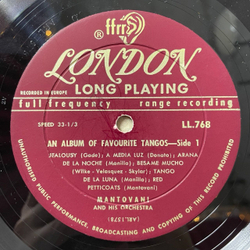 Винтажная виниловая пластинка LP Mantovani And His Orchestra Plays Tangos Танго (USA 1953)