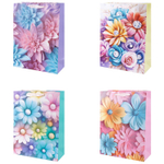 Подарочный пакет «Акварельные цветы» в четрых дизайнах, 30х40х12 см.