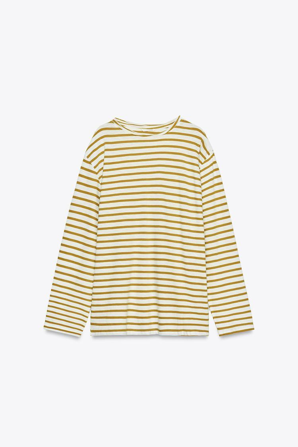 ZARA ХЛОПКОВАЯ ФУТБОЛКА В ПОЛОСКУ, ЗЕЛЕНЫЙ