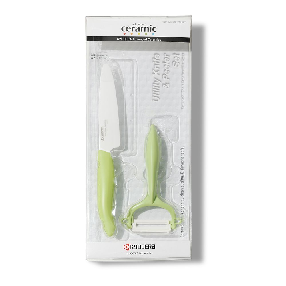 Набор из 2 ножей Kyocera FK Color Series зеленый Япония вид упаковки