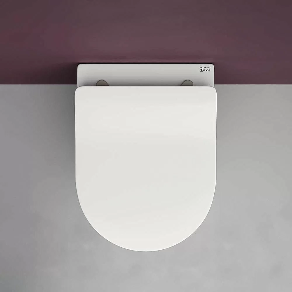 Унитаз подвесной Ceramica Nova PLAY Rimless CN3001_1002CH безободковый, с крышкой микролифт, с инсталляцией и кнопкой хром
