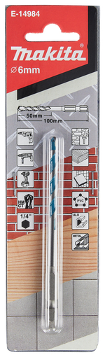 Сверло универсальное 6x50x100, 1/4" Makita E-14984 6x50x100
