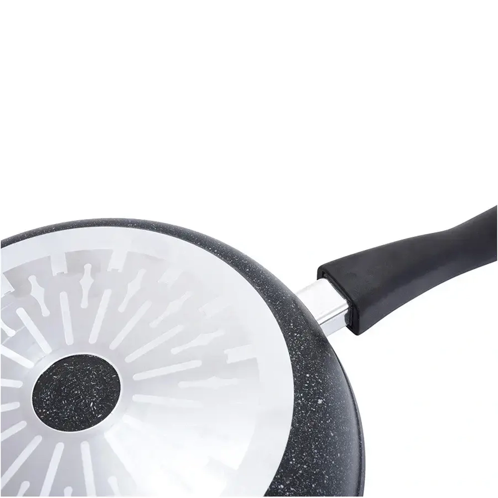 Сковорода 28*6,5см со съемной ручкой «Marble Induction» (темный мрамор) смти282а