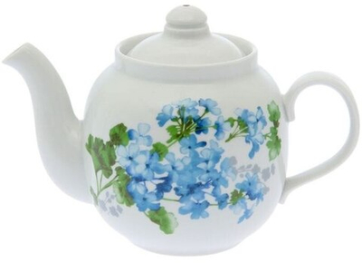Чайник фарф завар 700мл Янтарь Голубая герань 071922