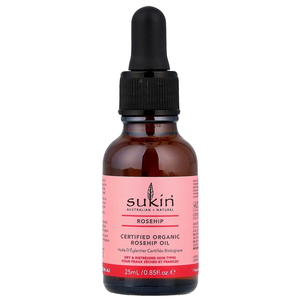Sukin, Сертифицированное органическое масло шиповника, для сухой и проблемной кожи, 25 мл (0,85 жидк. Унции)