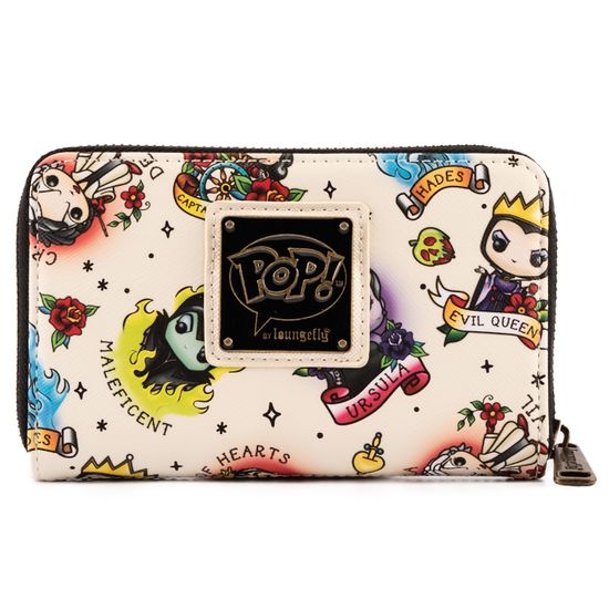 Кошелек Loungefly POP Disney Villains Tattoo AOP Zip Around Wallet WDWA1857