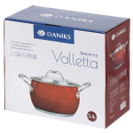Кастрюля нерж, 5.4 л, с крыш, Daniks, Валетта, QS-2-24/GS-01616-24CA, индукц