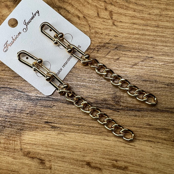 Серьги "Цепи" 12 звеньев плетение комбо узелки панцирные металл золотистый розовый 8 см