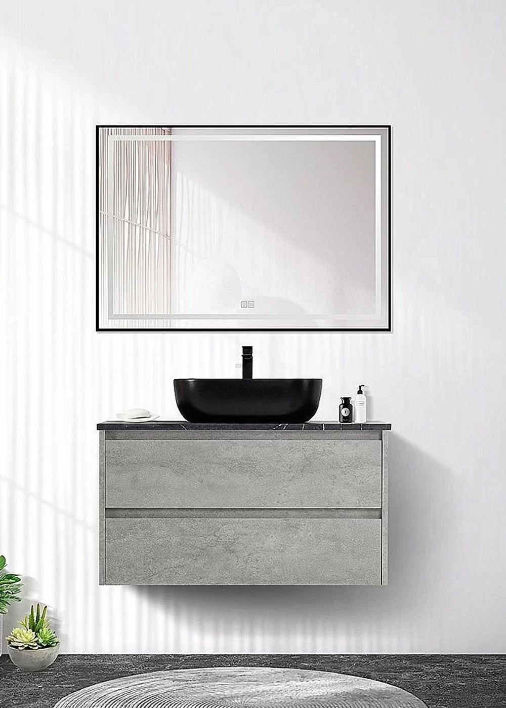 Тумба с раковиной и столешницей BelBagno KRAFT 80 Cemento Grigio